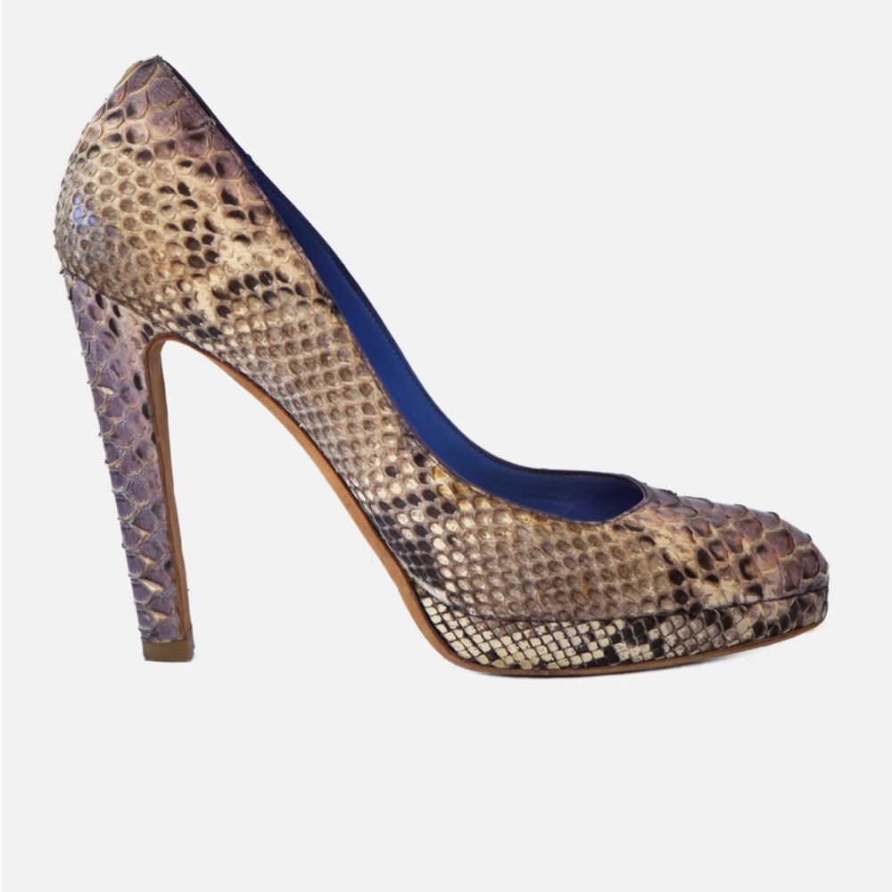 Sergio Rossi Grey Lavender Python Platform Snakes… - image 1